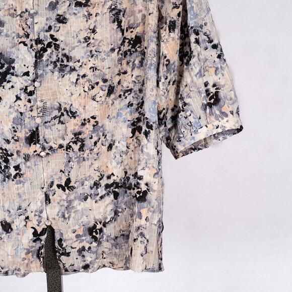 Rose & Olive Women's Textured Tunic Top 1X Lightweight Flowy Abstract Blue Peach - Picture 2 of 7